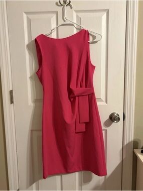 Tommy Hilfiger Hot Pink Sleeveless Tie-Detail Midi Dress